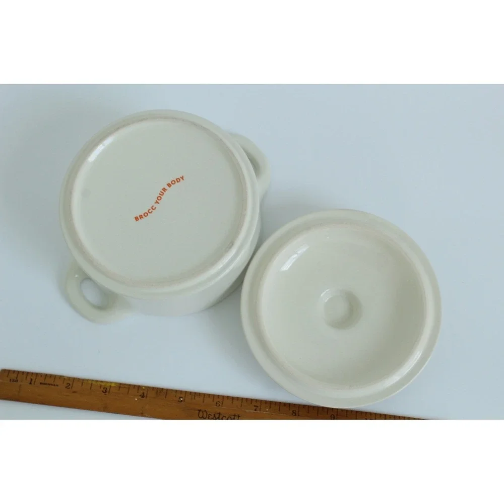 Brocc Your‎ Body Ceramic Mini Cocotte with Lid Cream Stoneware 4.5 inch
